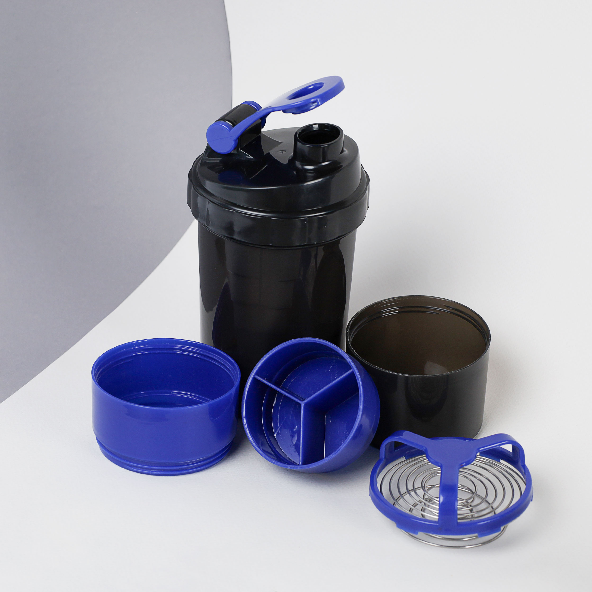 Бутылка/Шейкер СПАЙДЕР SHS-500 чёрно-синяя,  для спортивного питания 500ML/уп50