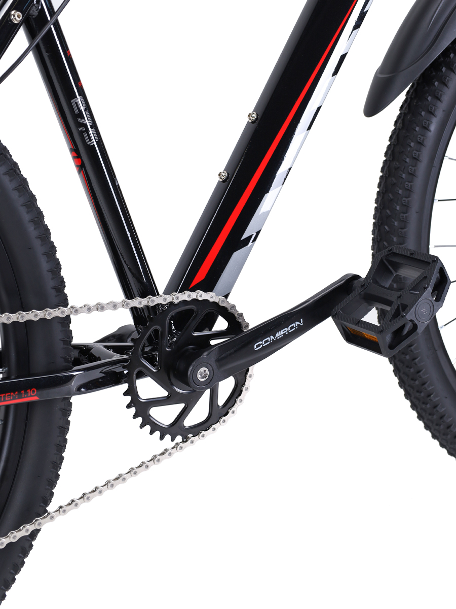 Велосипед 27,5" рама 19" 1x10sp COMIRON SYSTEM чёрный красный