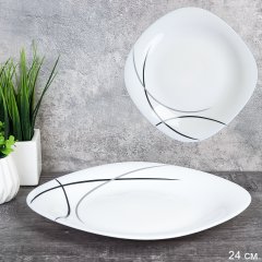 Тарелка квадратная 240 мм / GRAY-SQ19/9586595(7267-2) /уп 6/ Полосы классика