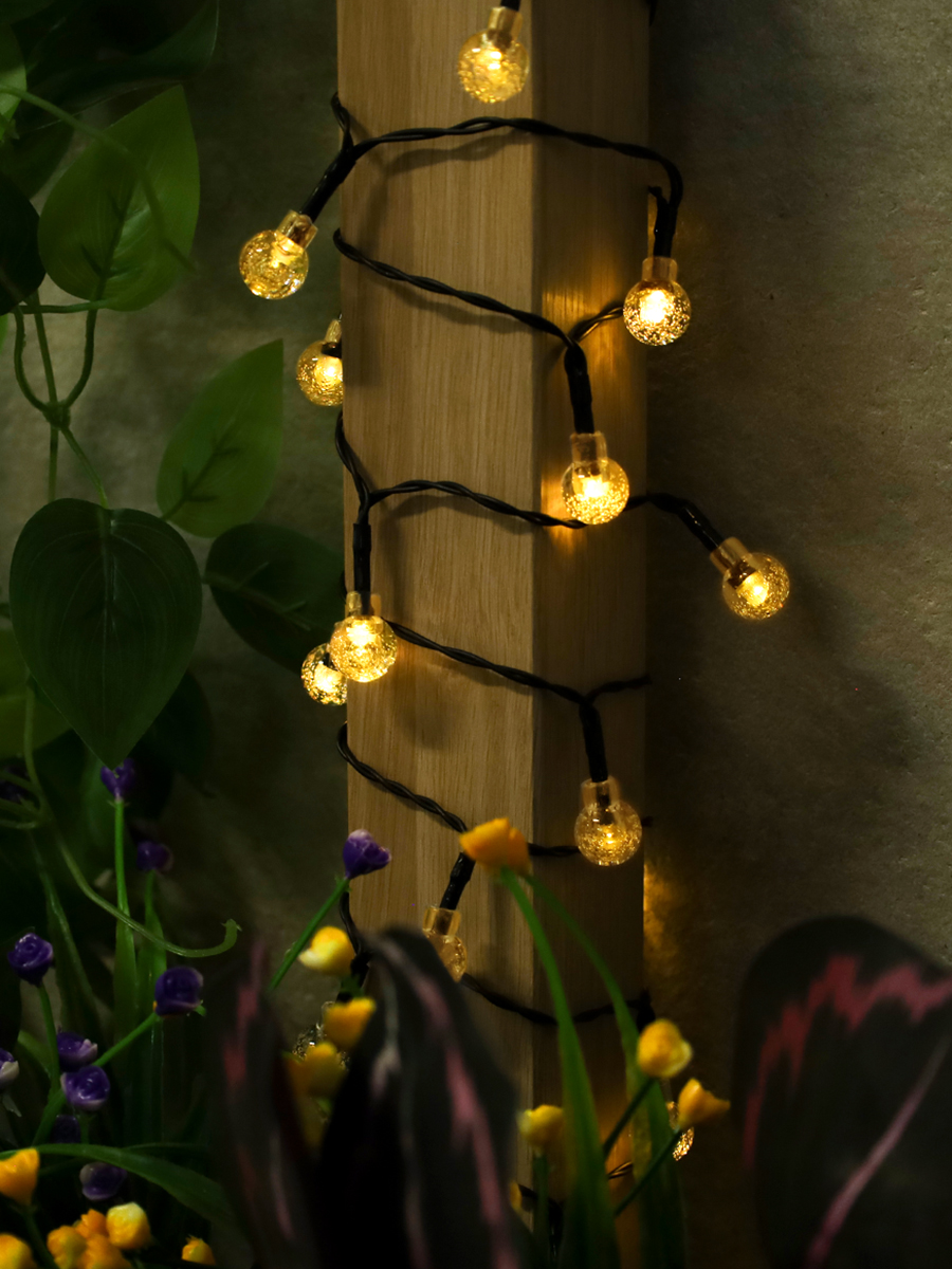 Гирлянда с питанием от солнечных элементов Шарики / FN-901 /уп 50/ 7 метров 50 ламп 707041*