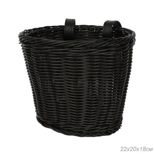 Корзина для велосипеда пластиковая плетеная черная. / QY-CL-046 / уп 50