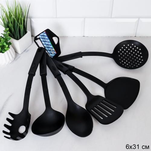 Кухонный набор 6 предметов 33 см нейлон / DG-211 /уп 80/ 0,240/ в наборе широкая лопатка