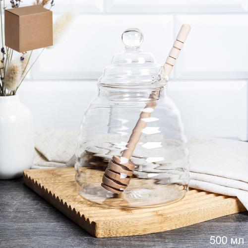 Банка для меда с ложкой 500 мл / WC149230110-4 /уп 60/