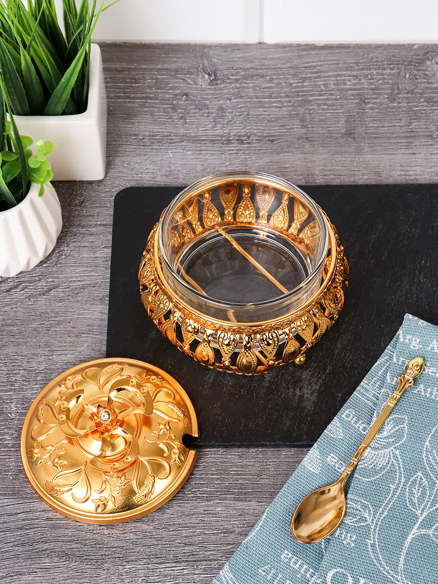 Сахарница с ложкой / 997-9-GOLD /уп 96/