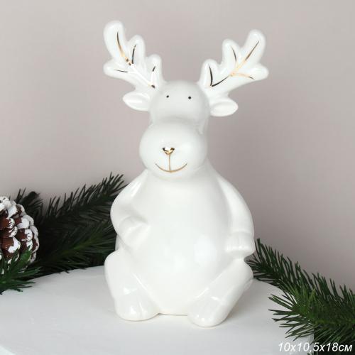 Фигурка Олень 18 см новогодний / YZ21623 /уп 48/фарфор