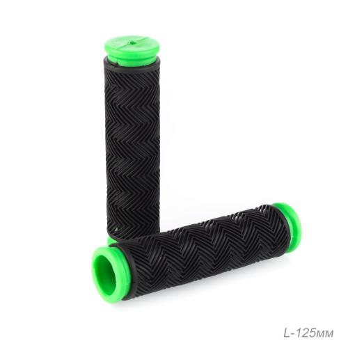 Грипсы 120 мм. "Ёлочка", Материал: PVC / 2 шт / Цвет черный-зеленый /уп 10/200/