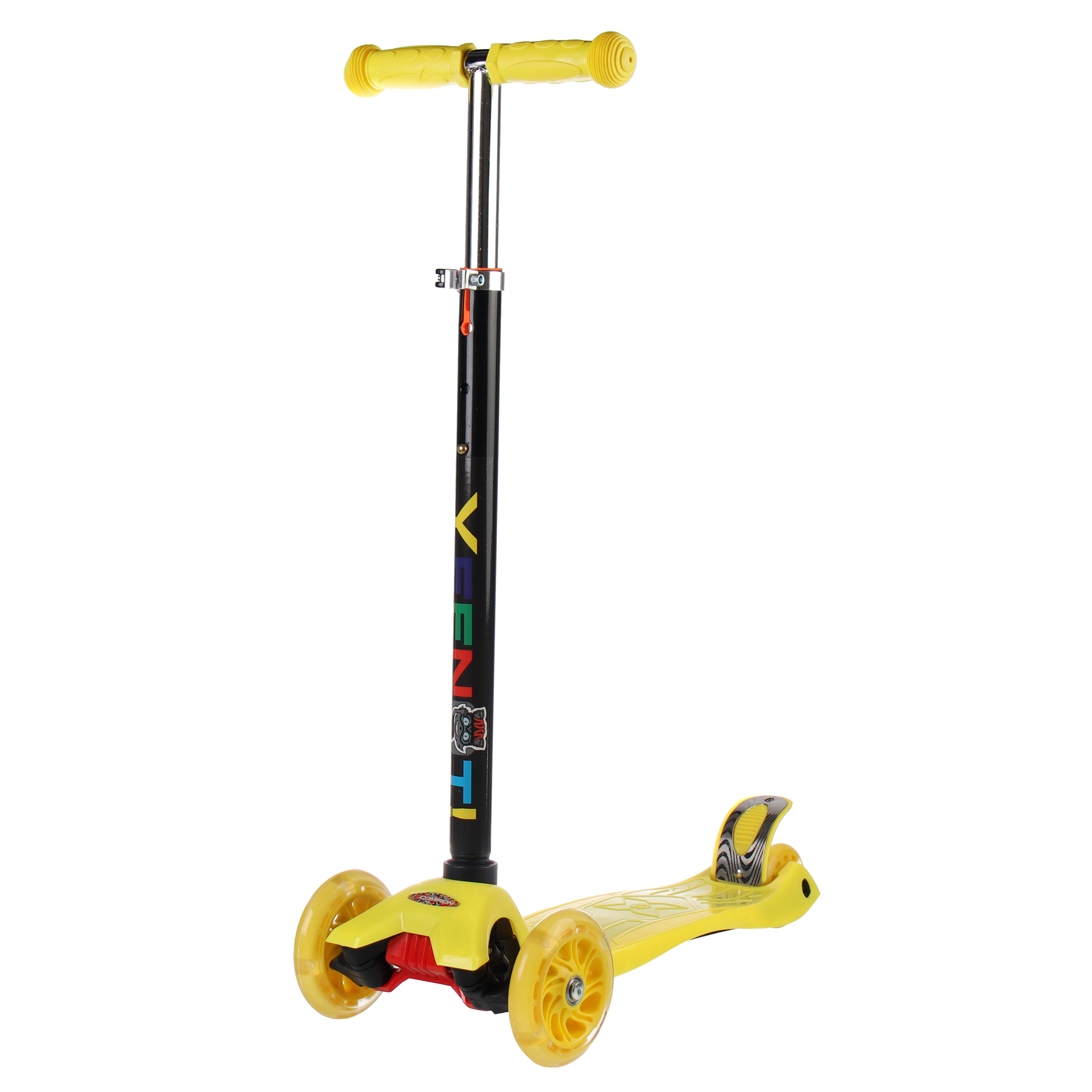 Самокат трехколесный от 3-х лет Yeenot Kids GT4108, до 50кг, вес 2.3кг, свет. колёса PU 116мм ABEC7, жёлтый, БК/уп10/ АКЦИЯ!