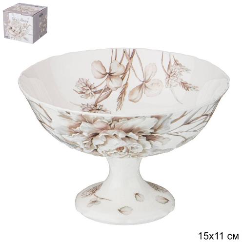 Ваза для конфет Белый цветок 15х11 см / 86-2437 /уп 12/ 