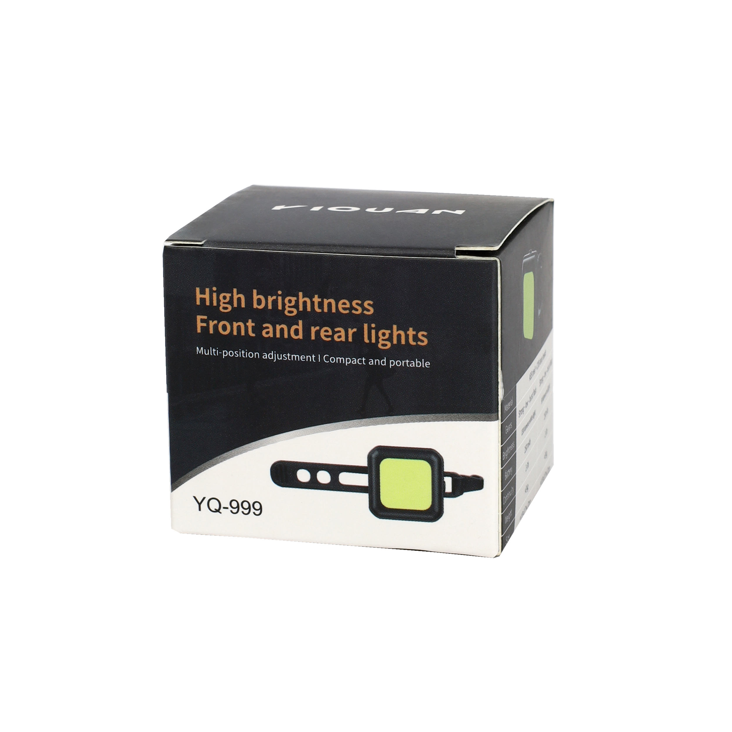 Фонарь передний RIQUAN "YO-999-F" корпус: ABS; свет: 130lm; аккумулятор 700 mAh, влагозащита IP45, вес 27гр. /уп 60/