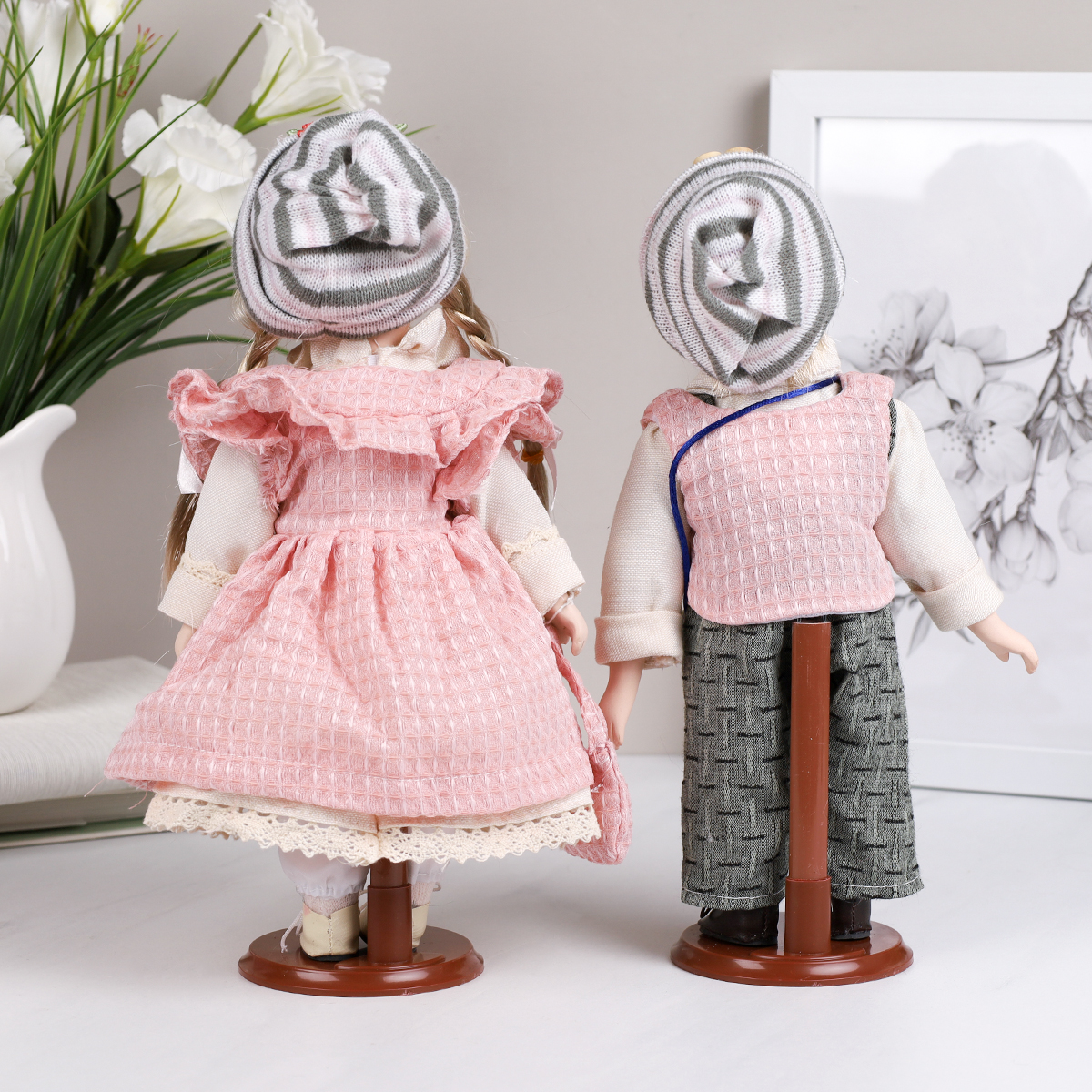 Сувенир коллекционный 2 штуки набор 30 см / 1215-6 /уп 24/розовое платье