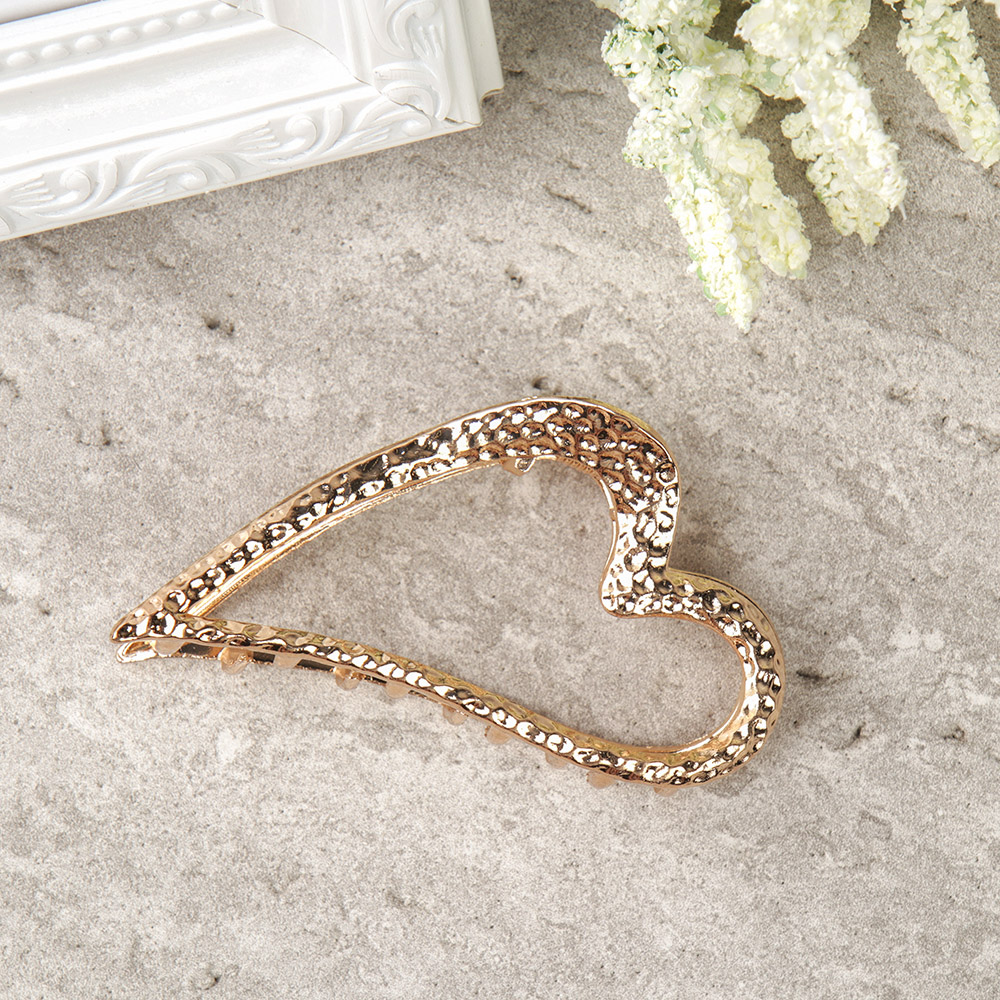 Краб для волос 8 см Сердце/ NK-8 /уп 12/металл/золото