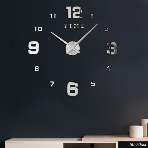 Часы аппликация 3D 50-70 см / ZH00520S/3 /уп 72/ серебро
