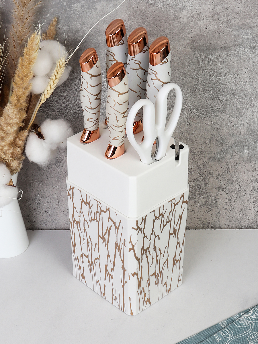 Набор кухонных ножей на подставке 7 предметов / WG-610 /уп 12/