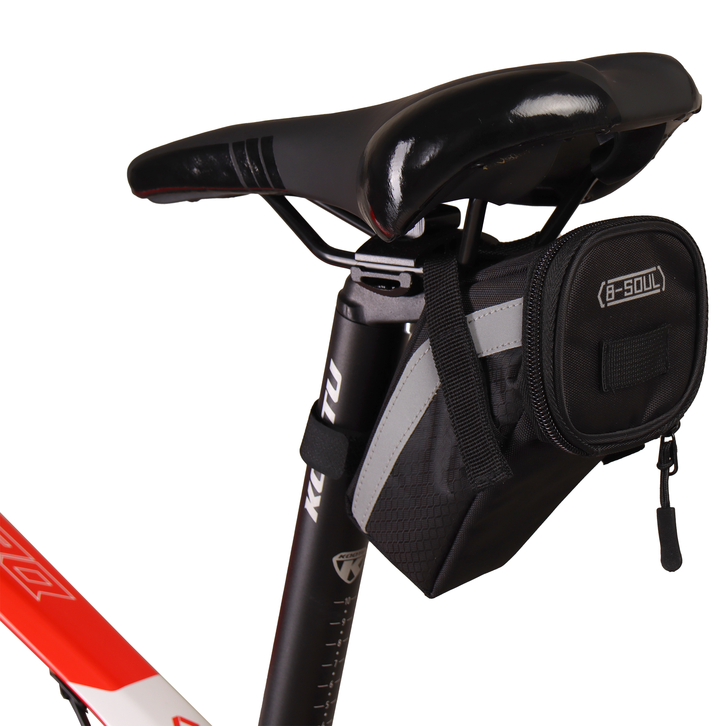 Сумка велосипедная подседельная большая BICYCLE SOUL, материал оксфорд 1680D, отделение на молнии, застёжка velcro, чёрная, 14.5х13.5х9см. /уп 50/100/