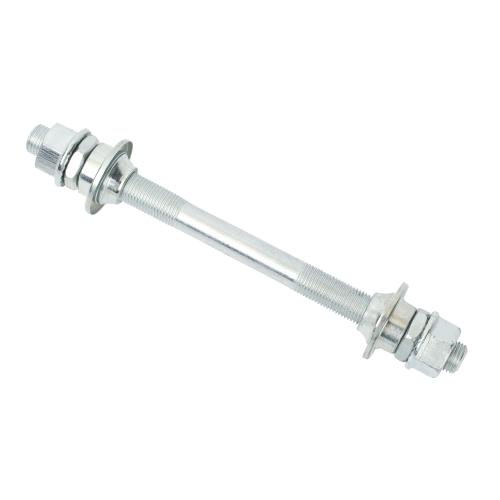 Передняя цельная ось. Крепление вилки:  гайки. Под шариковый подшипник. Ø10 мм. L: 145 мм. FATBIKE / J-FRONT-145-B /уп 12/240/