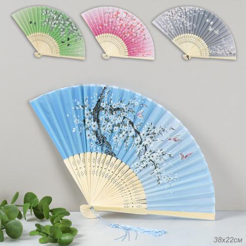 Веер 22 см бамбуковая основа / 6622-7 /уп 12/1000/