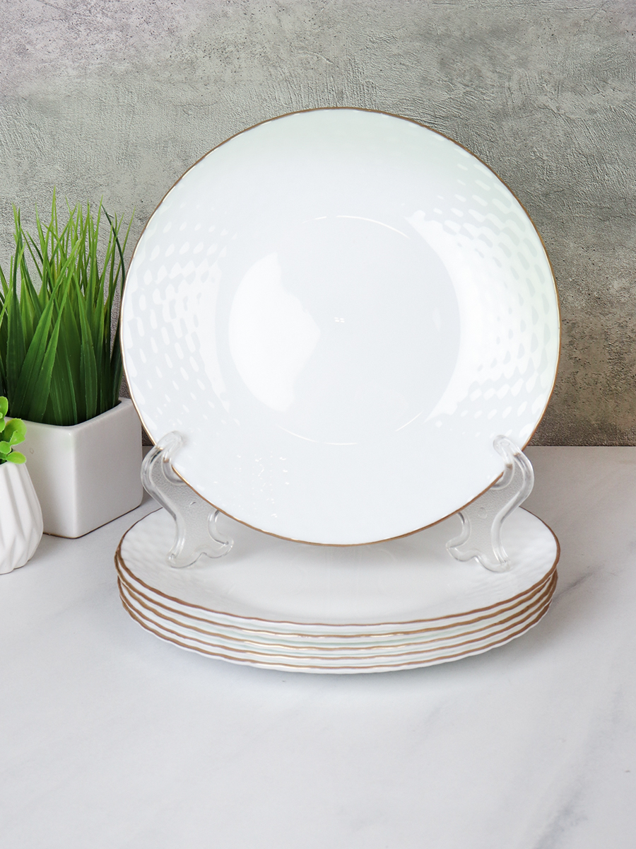 Набор тарелок 6 штук 190 мм ЗОЛОТО Фактурная белая / BZP75 (White Gold ) /уп 12/ 737599
