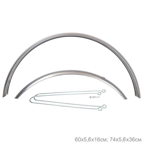 Крылья для велосипеда с колёсами на 28" полноразмерные. Ширина: 56мм. комплект 2 шт. Цвет: серебро /уп 25 /