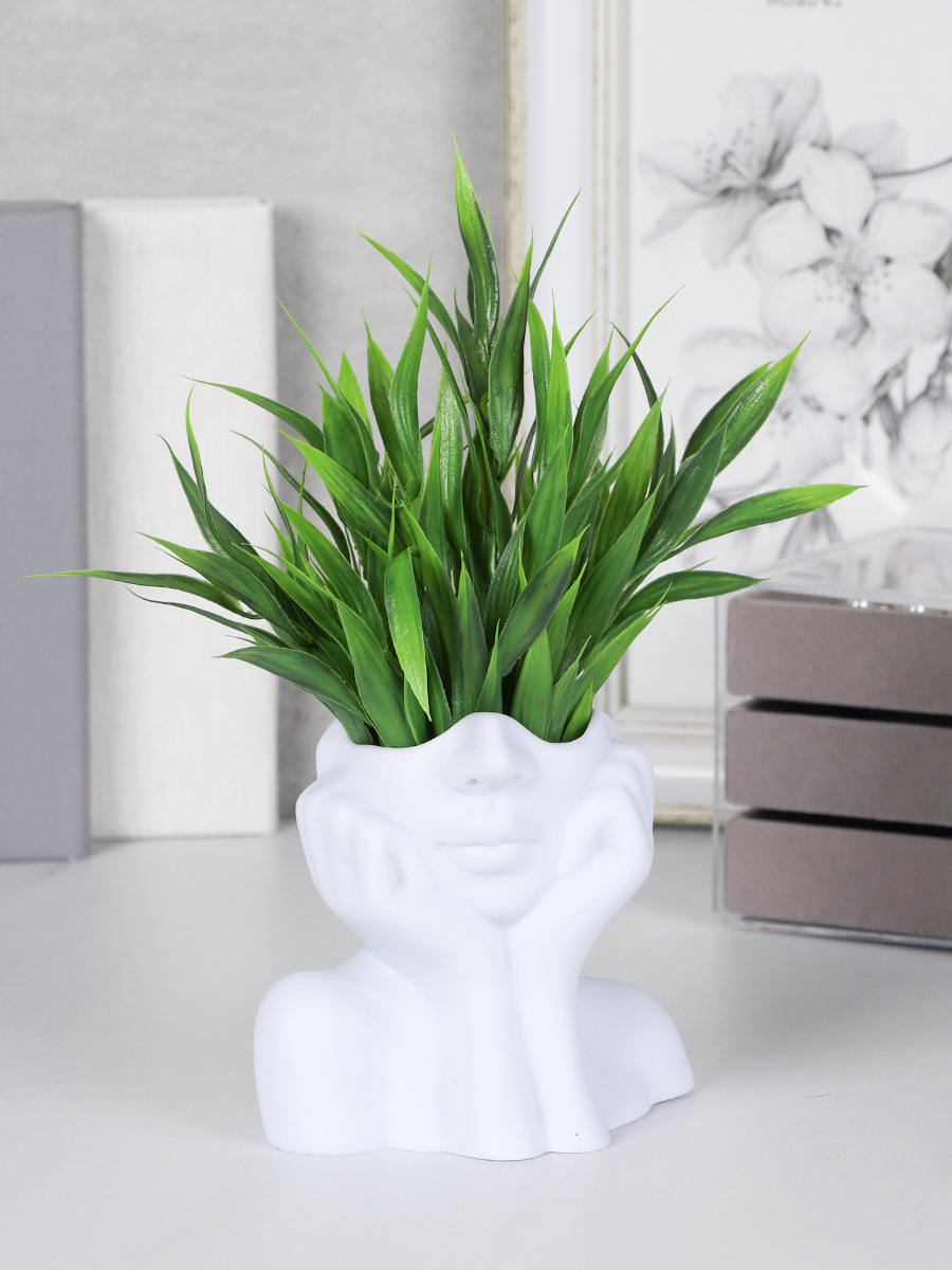 Статуэтка кашпо Лицо 11х13х8 см / NTJ001 /уп 150/белая