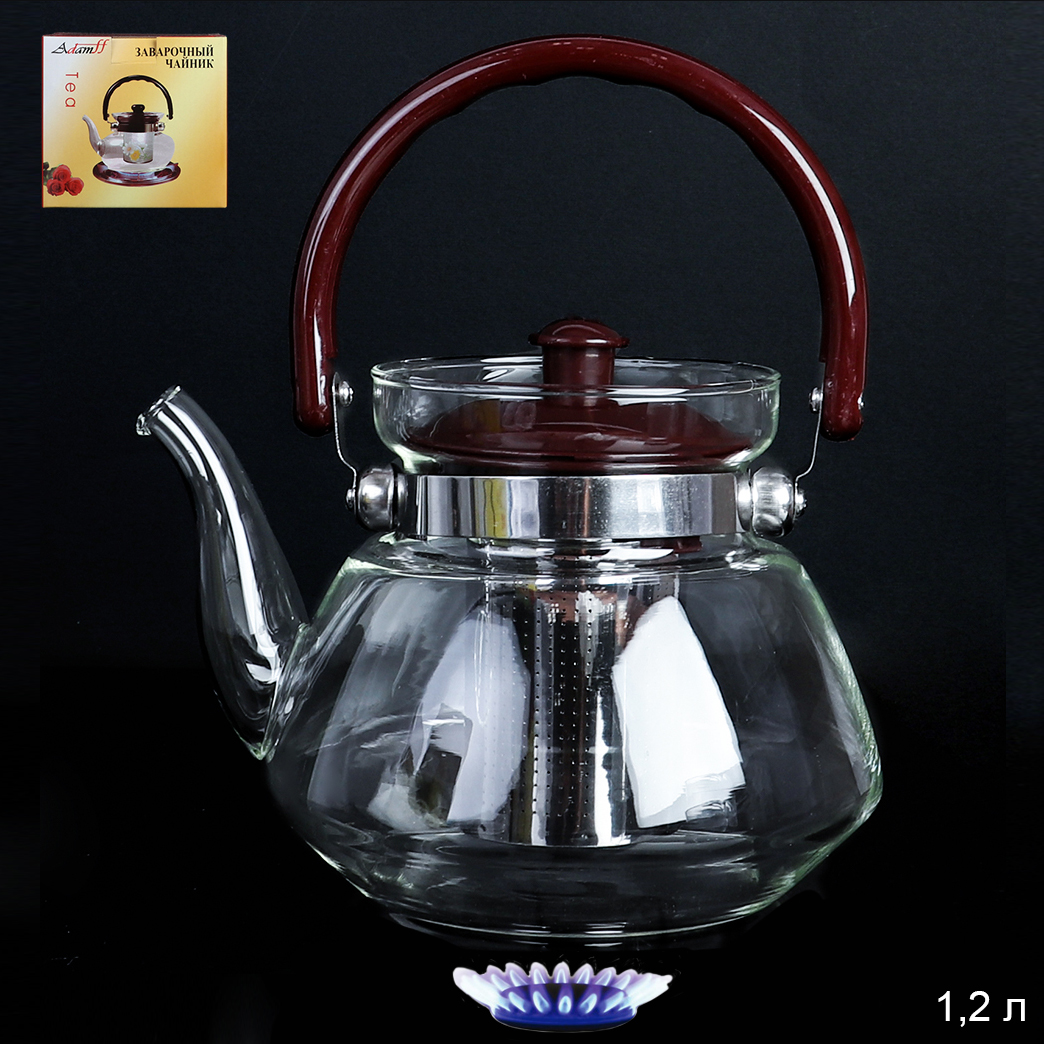 Чайник 1200 мл жаропрочное стекло / YG-0332 /уп 24/