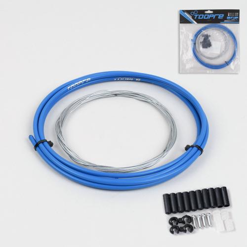 Комплект оплетки и тросов велосипеда на переключение. 1 Оплетка/2 троса/наконечники/зажимы. TOOPRE SCS-001. синий /уп 100/
