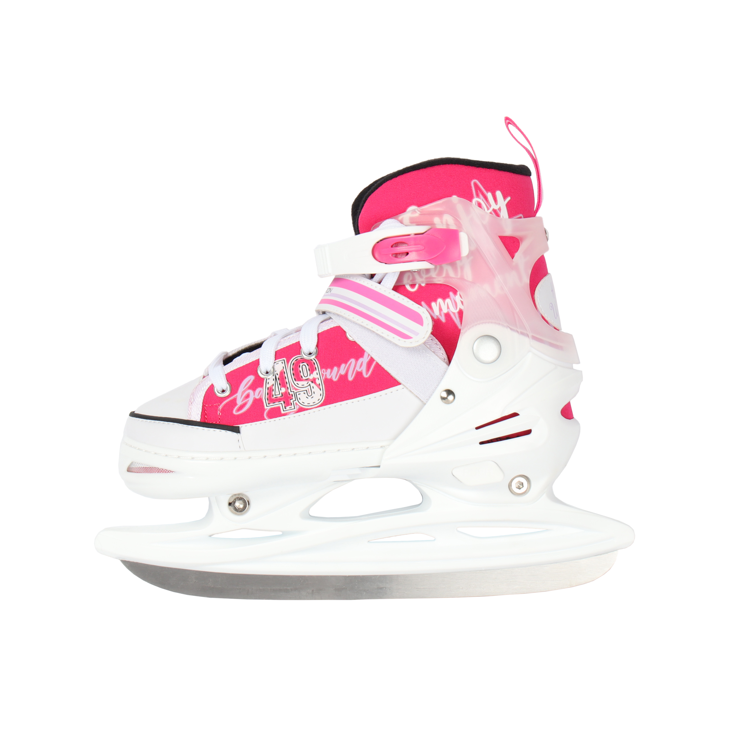 Коньки ледовые раздвижные COMIRON / M /уп 6/ (35-38) розовые