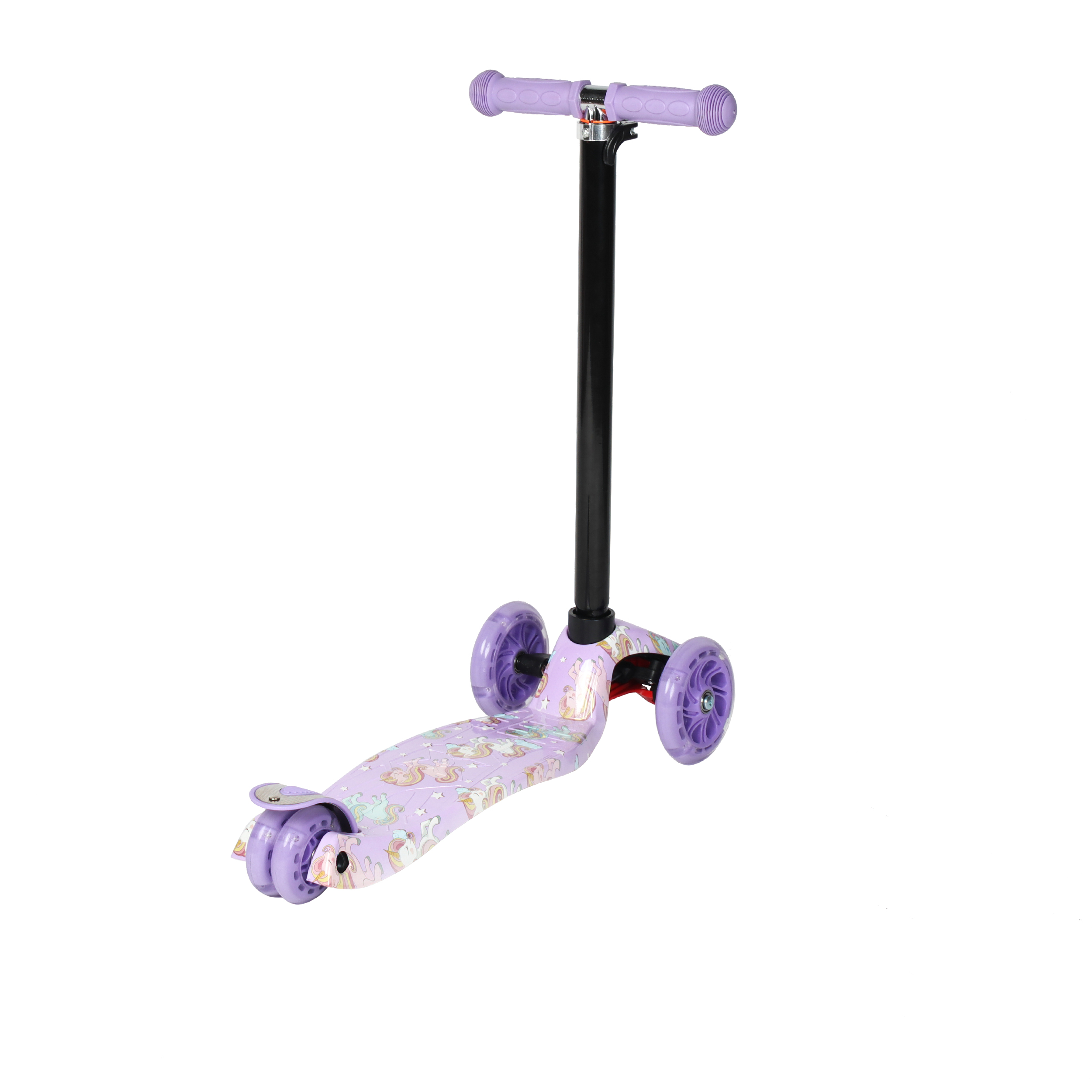 Самокат трехколесный для детей от 3-х лет Yeenot GT4108P51, нагрузка до 50кг, вес 2.3кг, светящиеся колёса PU116мм, цвет сиреневый UNICORN БК/уп10