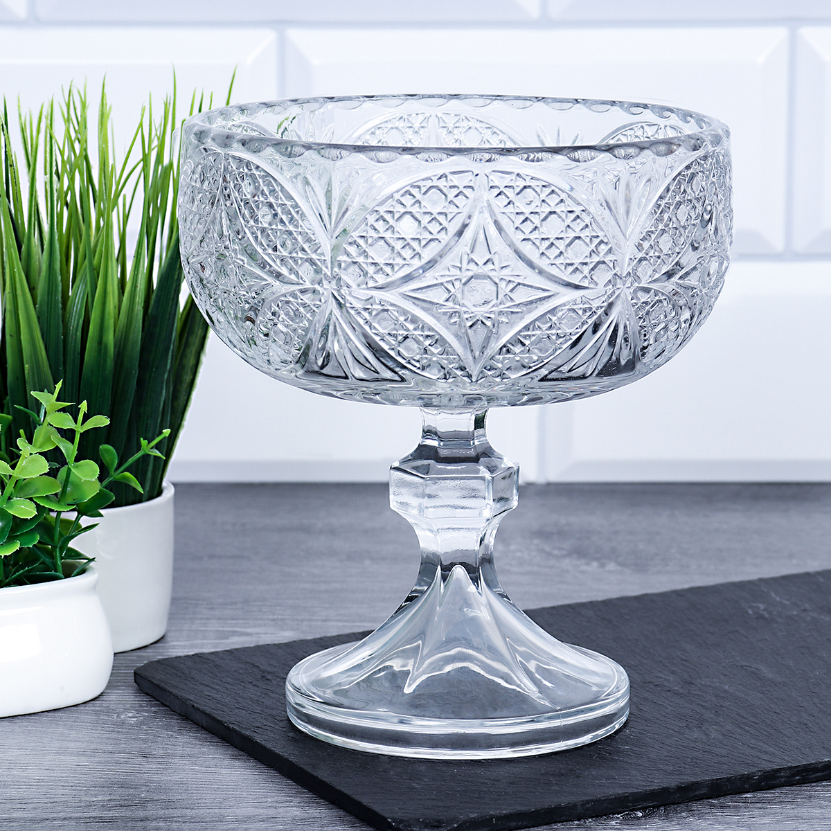 Ваза для сервировки на ножке 600 мл Бабочка / W509/1 /уп 16/