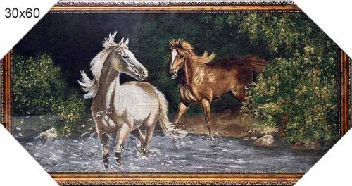 Картина гобелен 30x60 Купание коней / D230 /10024-2 /