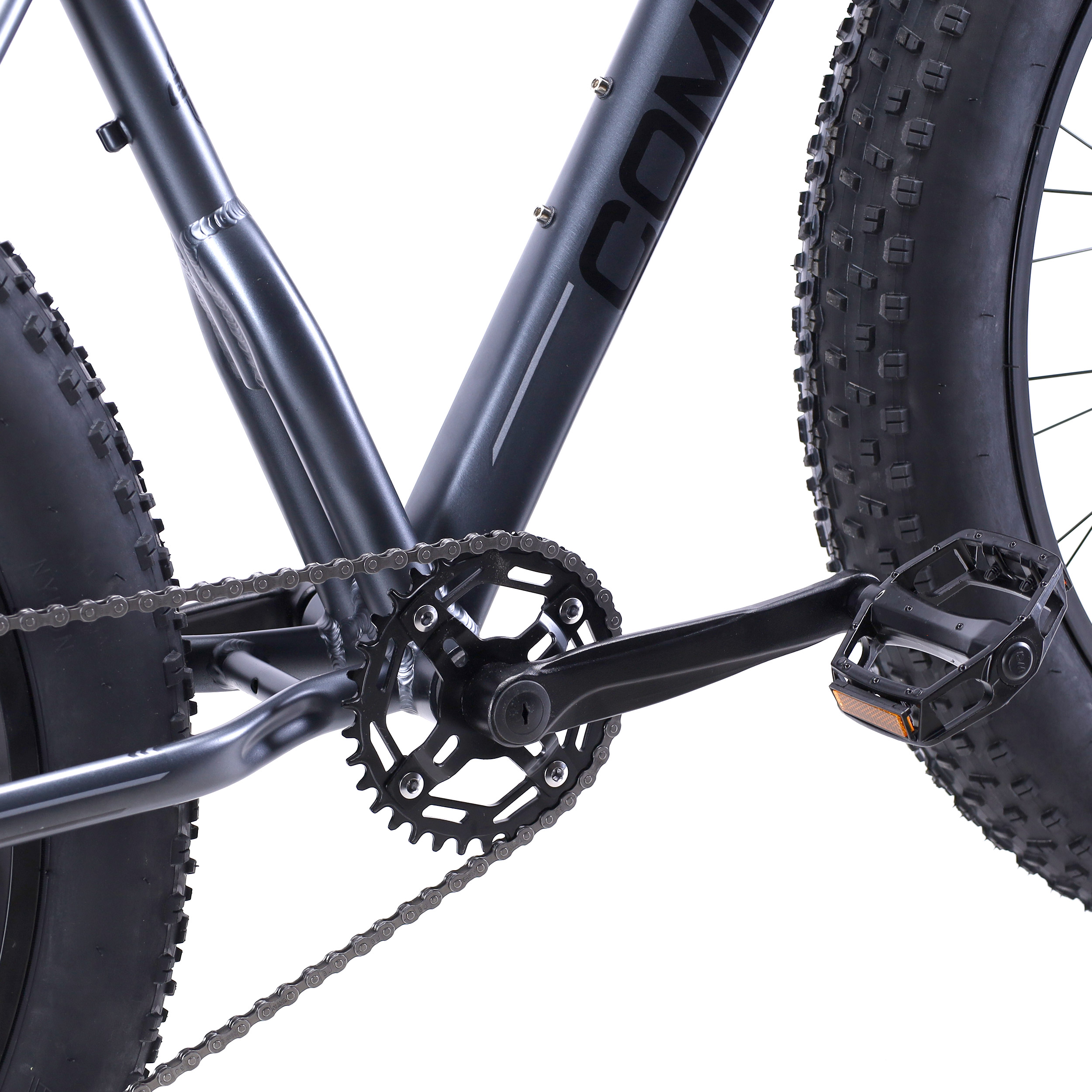 Велосипед фэт-байк 26"x4" рама 21" COMIRON CHUBBY, 1*10sp L-TWOO, 34T, CASSETE 11-42T, HARD FORK, чёрно-серый mustang