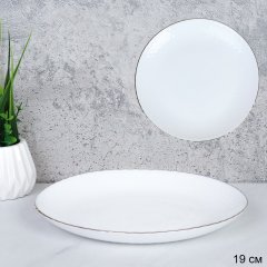 Тарелка плоская 190 мм ЗОЛОТО белая Рубчик ZSP75 (White Gold ) /уп 6/ 72/ 