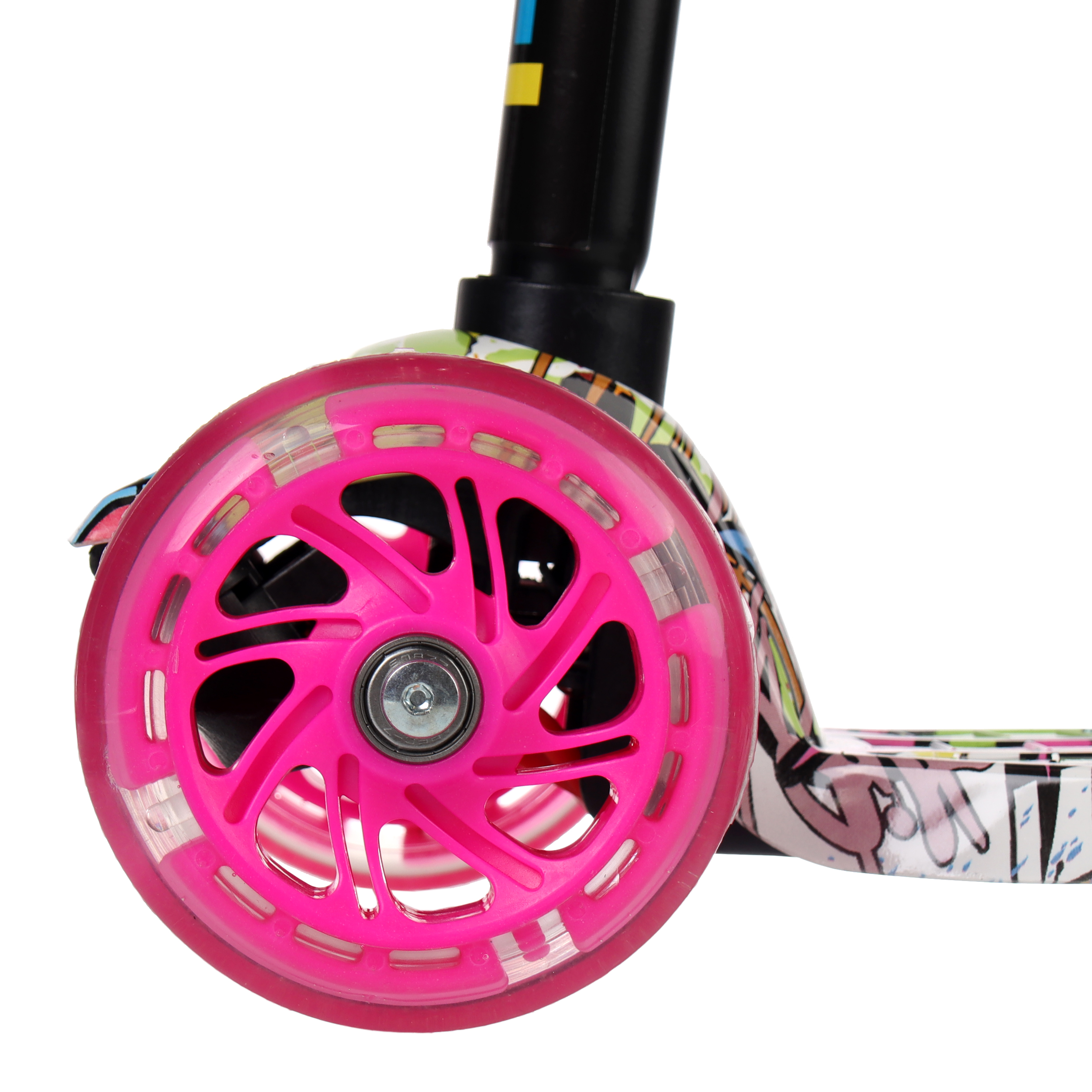 Самокат трехколесный для детей от 3-х лет Yeenot GT4108P15, нагрузка до 50кг, вес 2.3кг, светящиеся колёса PU116мм, цвет граффити Glamour  БК/уп10