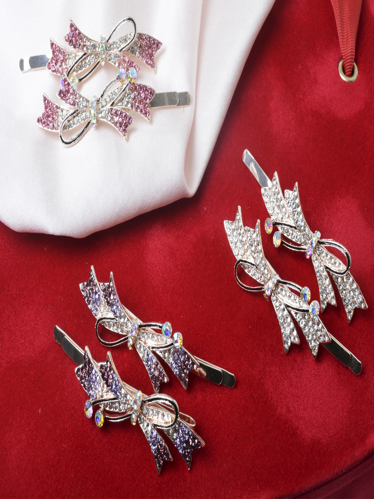 Невидимка для волос 6,5 см 2 штуки набор / GTN-7 /уп 12/серебро/стразы