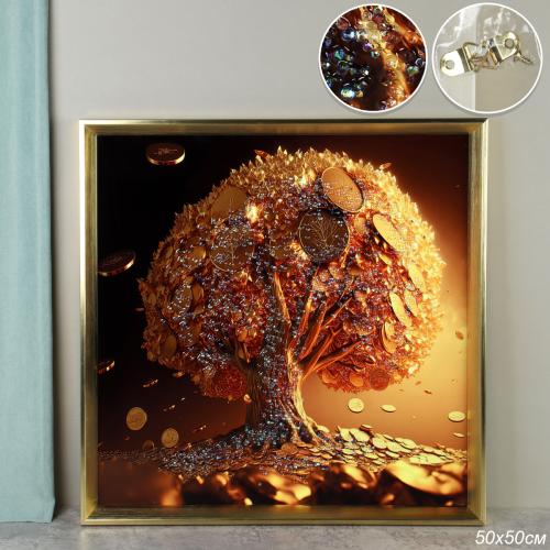 Картина 50х50 Денежное дерево / CX-0288  /уп 24/стразы
