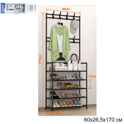 Вешалка Стеллаж 60х26х170 см 5 полок / 5х60black /уп 18/ 1,4 кг