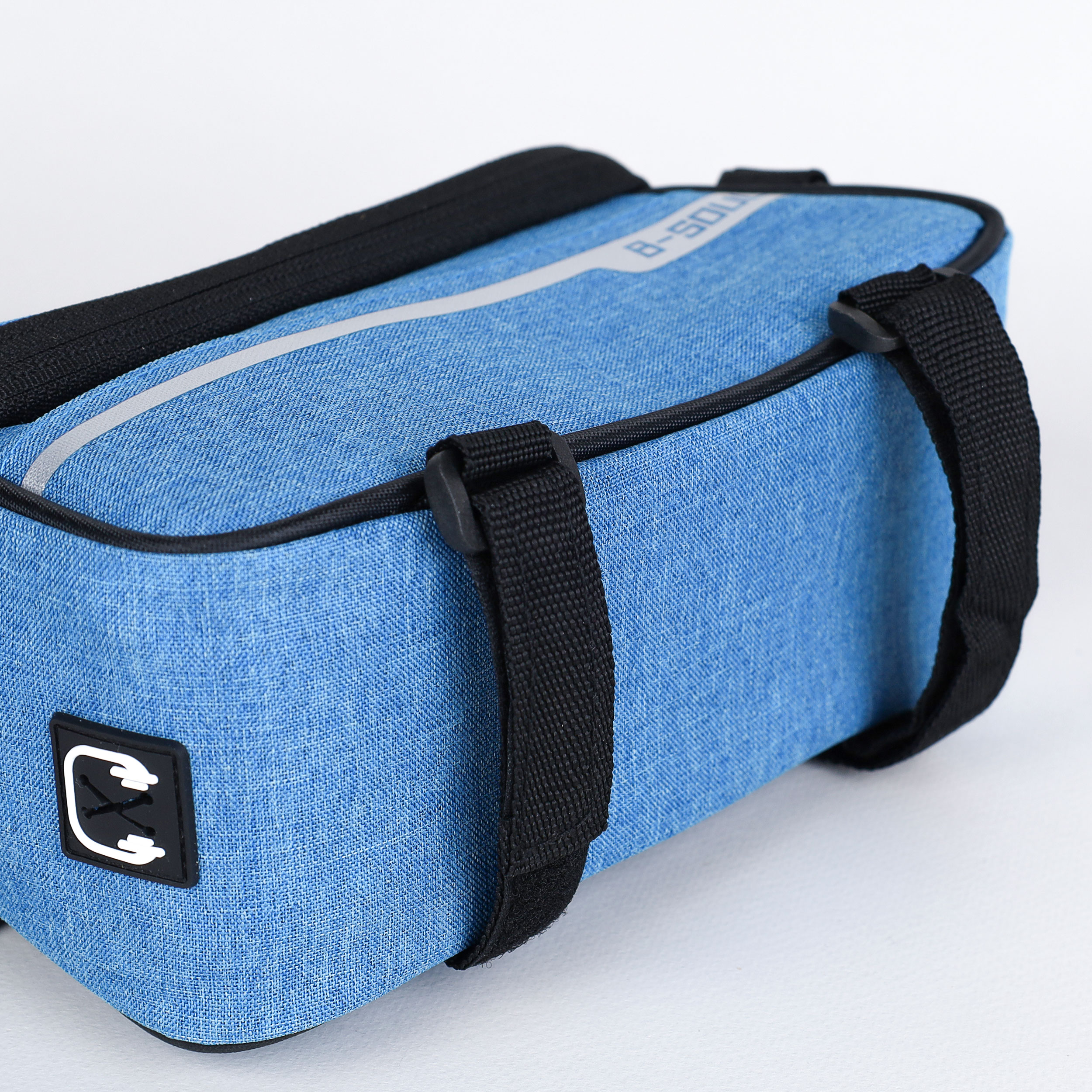 Сумка велосипедная на раму BICYCLE SOUL, с отделением для смартфона 6.0", основной отсек на молнии, голубая, 21x10.5x9см. /уп 50/