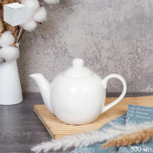 Чайник заварочный 500 мл Белый / B3TP WHITE /уп 18/ костяной фарфор