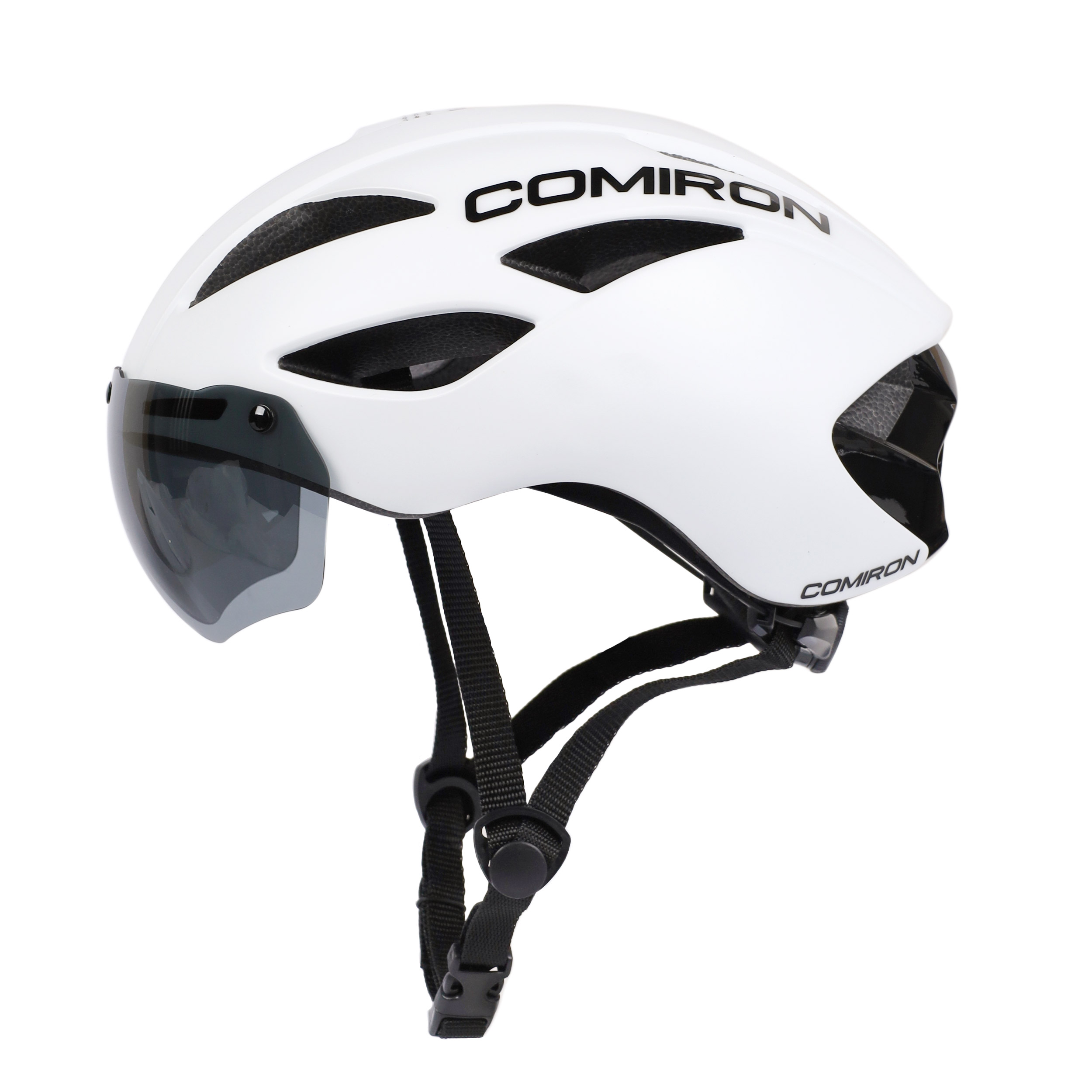 Шлем велосипедный с визором COMIRON. Цвет: White. Размер: L (58-62см)  / MX-100T / уп 12