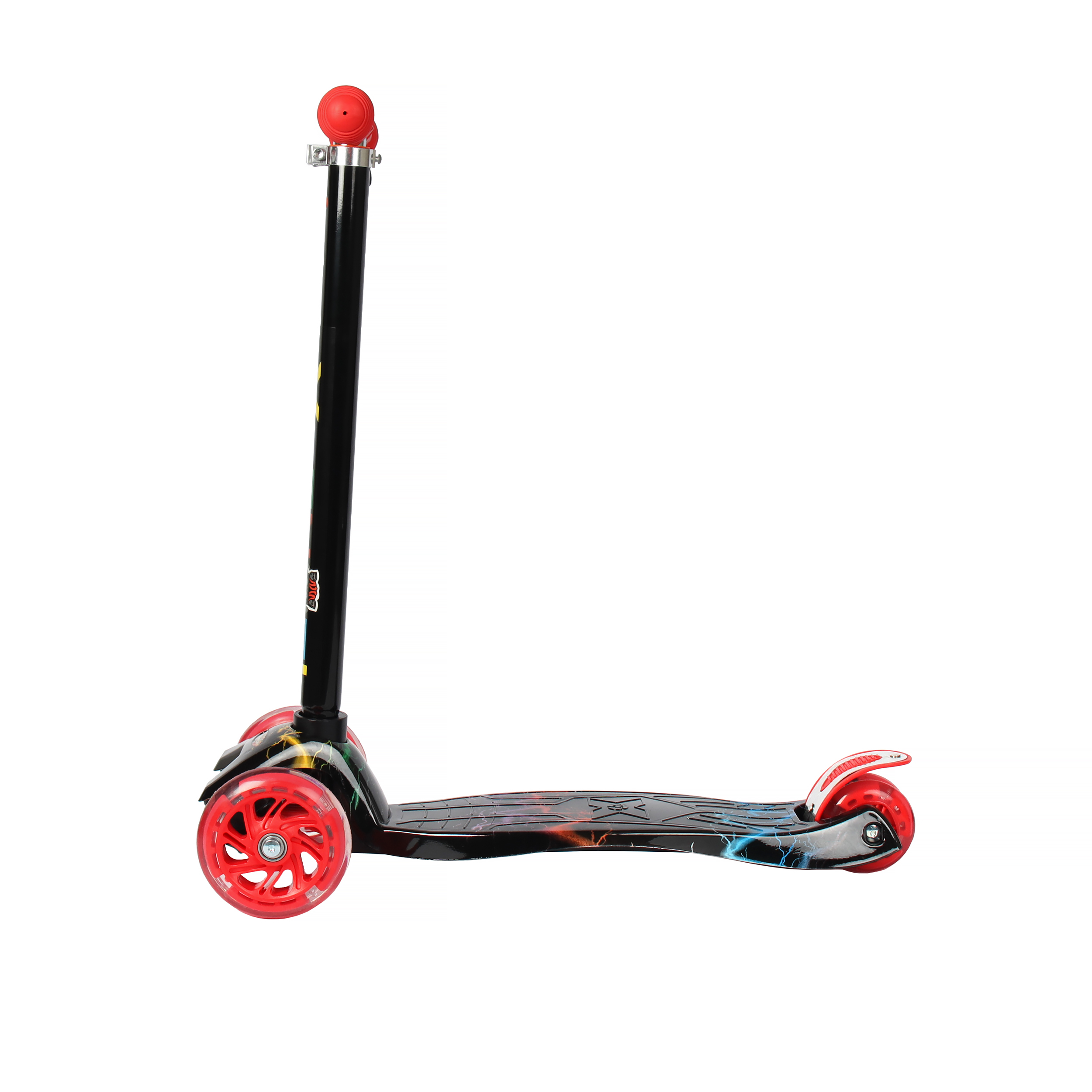 Самокат трехколесный для детей от 3-х лет Yeenot GT4108P57, нагрузка до 50кг, вес 2.3кг, светящиеся колёса PU116мм, цвет Молния ZOV БК/уп10