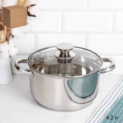 Кастрюля 4,2 л, Аванта / LB-1106-8B-4,2 /уп 1/ индукция/ Гофрокороб/ КИСИГА/KISIGA