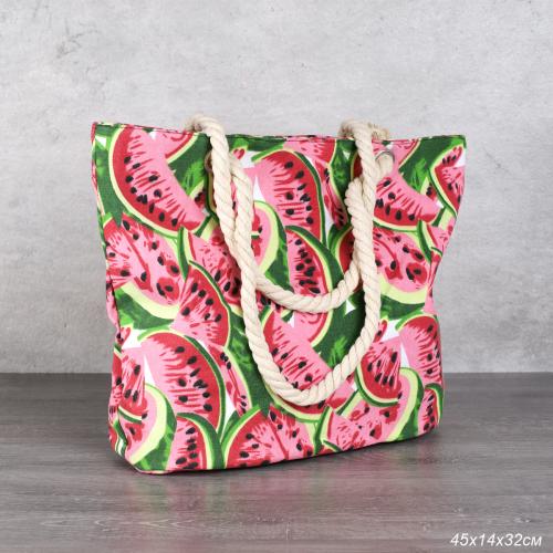 Сумка пляжная на молнии 45х32х14 см Арбуз / BB22 /уп 1/