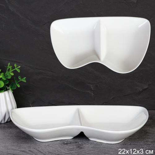 Блюдо менажница 2 секции 22 см Очки / WE-705 /уп 52/