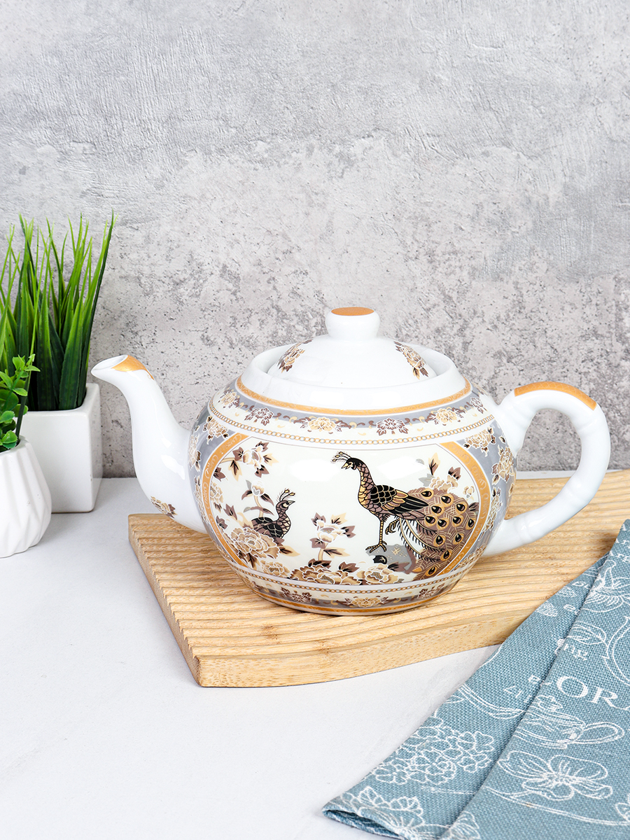 Чайник заварочный 1 л Павлин бежевый/ JS-11.1 /уп 24/