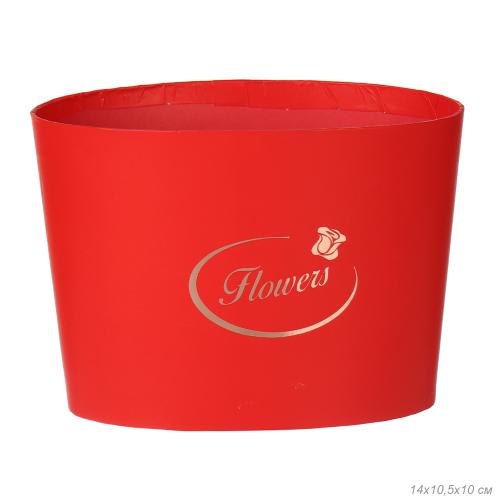 Коробка для цветов овал 14х10,6х10 см / W2090-2 /уп 240/красная
