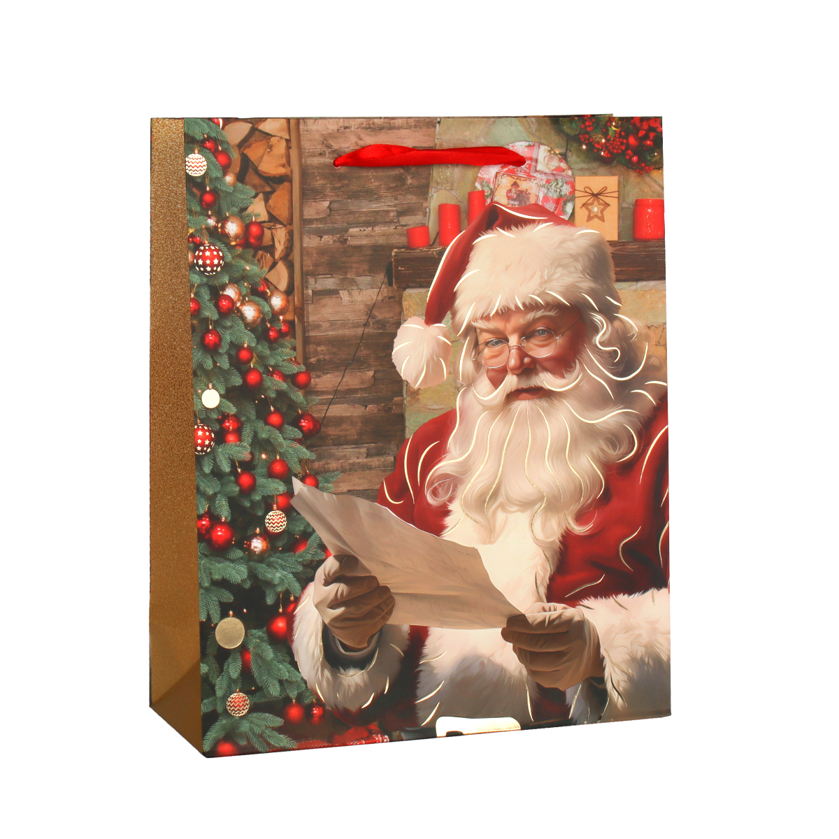 Пакет подарочный Новый год 26х32x10см / 3033-2 /уп 12/480/микс/210г/м2