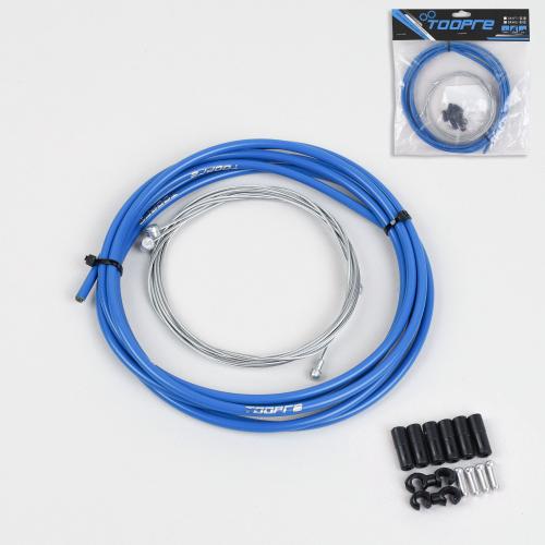 Комплект оплетки и тросов велосипеда на тормоза. 1 Оплетка/2 троса/наконечники/зажимы. TOOPRE SCS-002. синий /уп 100/