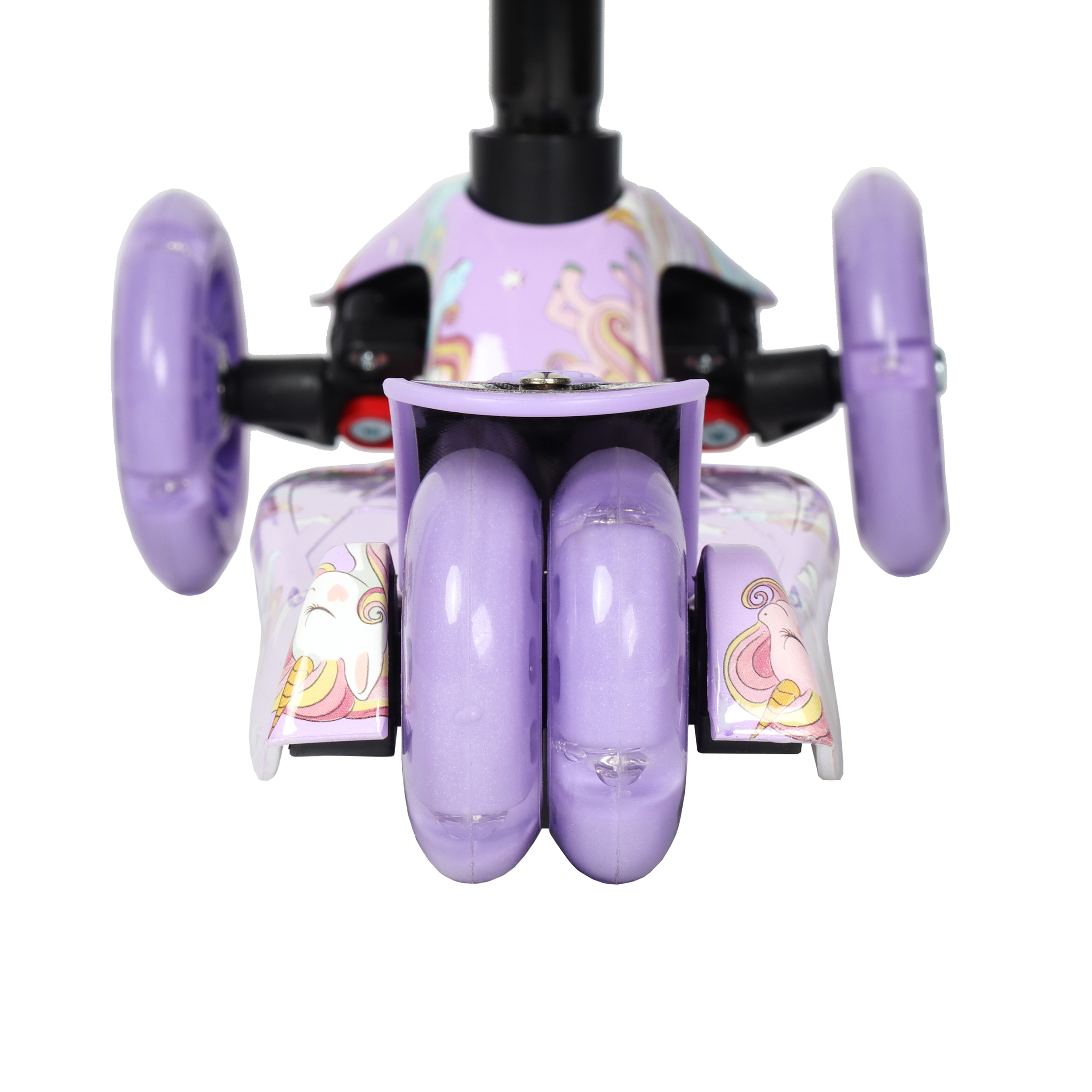 Самокат трехколесный для детей от 3-х лет Yeenot GT4108P51, нагрузка до 50кг, вес 2.3кг, светящиеся колёса PU116мм, цвет сиреневый UNICORN БК/уп10