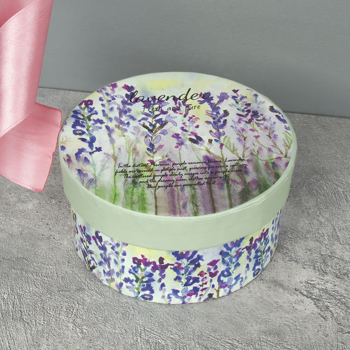 Коробка подарочная круглая 10х10 см / S139-SY623 /уп 12/216/лаванда