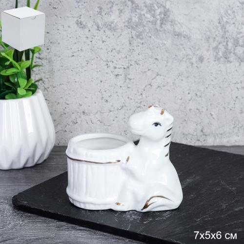 Подставка для зубочисток Лошадь 8 см / B5484 /уп 120/ Символ года 2026  костяной фарфор