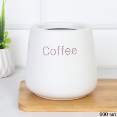 Банка 600 мл для чая сахара кофе / MNY-451 /уп 32/731708/ деревянная крышка